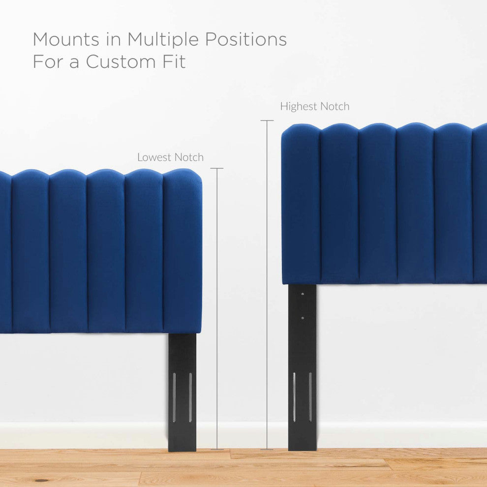 Headboard, Twin Size, Velvet, Blue Navy, Modern Contemporary, Bedroom Master