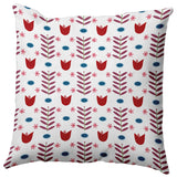 Spring Garden Polyester Indoor/Outdoor Pillow, White-Red, 20"x20"