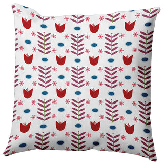 Spring Garden Polyester Indoor/Outdoor Pillow, White-Red, 20"x20"
