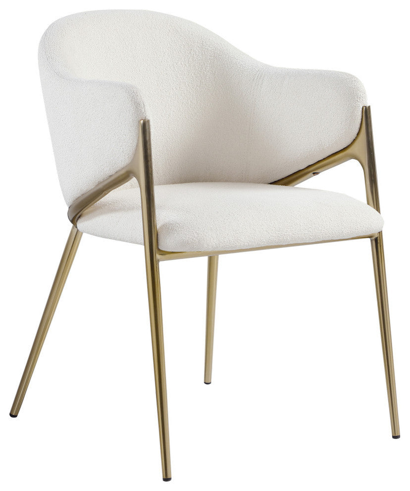 Nial Boucle Fabric Upholsetered Black Dining Chair, Set of 2, Cream
