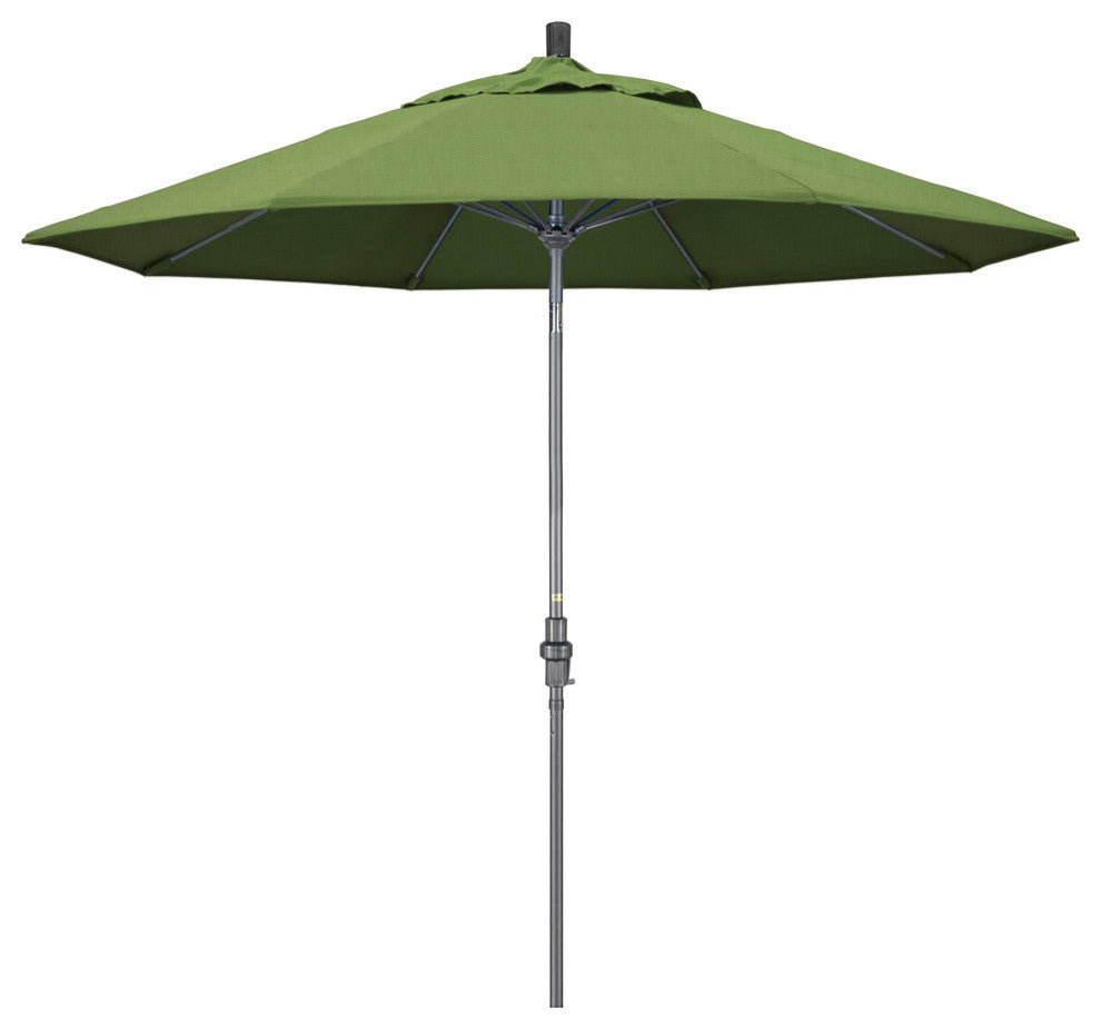 9' Grey Collar Tilt Lift Fiberglass Rib Aluminum Umbrella, Sunbrella, Spectrum Cilantro
