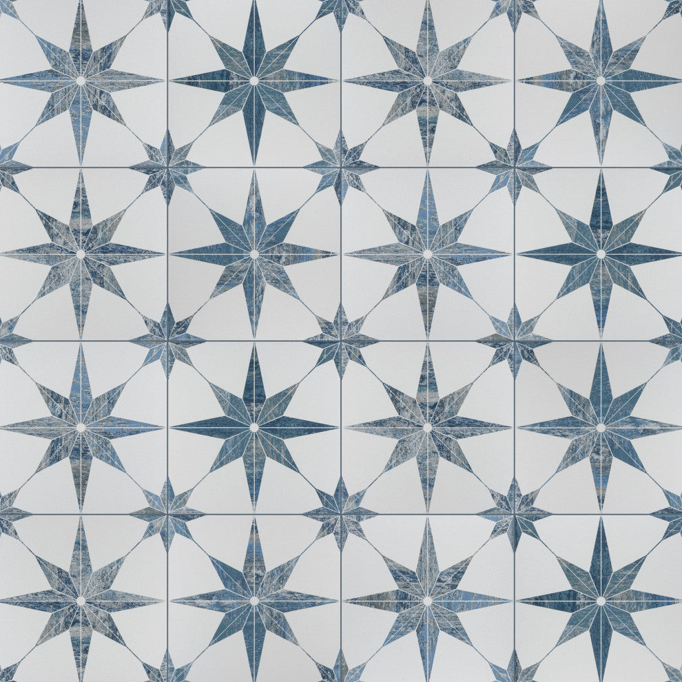 Cassis Stella Porcelain Floor and Wall Tile, Blue