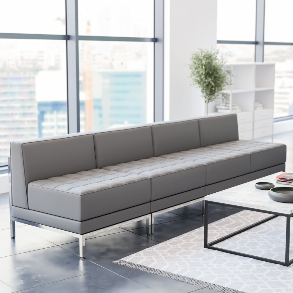 HERCULES Imagination Series LeatherSoft Lounge Set, 4 Pieces, Gray