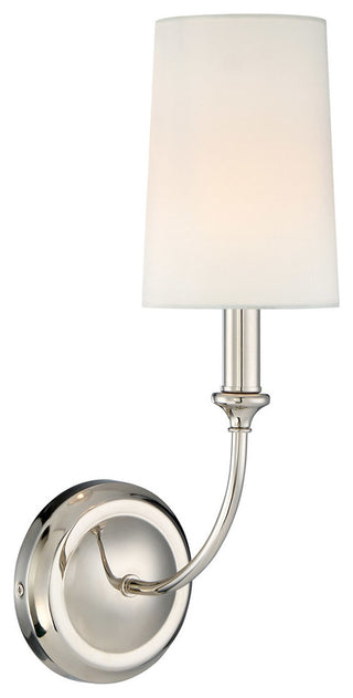 Sylvan 1 Light Sconce in Polished Nickel with White Silk