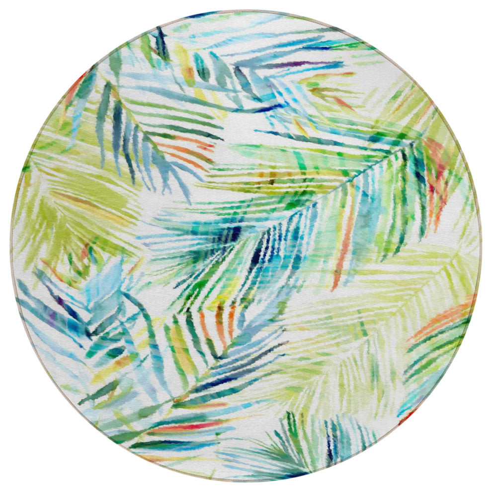 Indoor/Outdoor Tropics TC4 Meadow Machine Washable 8' x 8' Round Rug