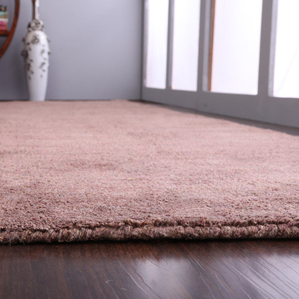 Hand Knotted Loom Silk Mix Area Rug Solid Light Brown, [Runner] 2'8''x12'
