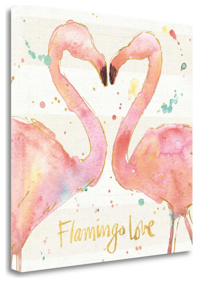 Flamingo Love Watercolor 4 Giclee Wrap Canvas Wall Art