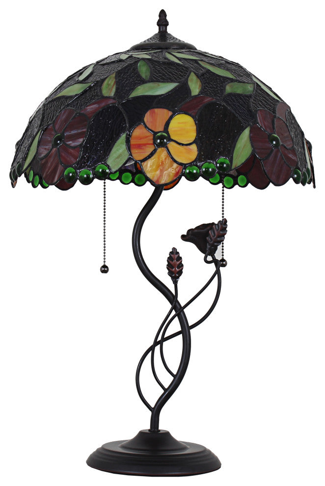 CHLOE Lighting MARIEBELLE Tiffany-Style Floral Stained Glass Table Lamp