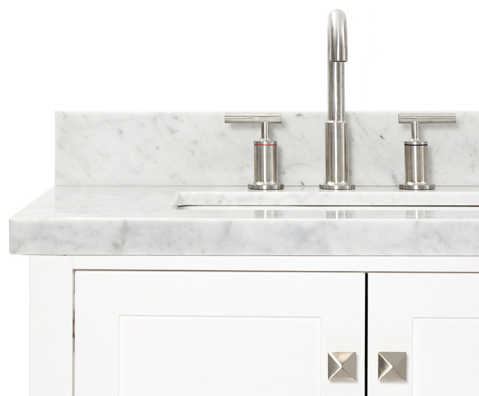 ARIEL Cambridge 73" Double Rectangle Sink Bathroom Vanity White With Marble Top