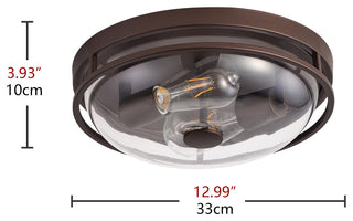 Rustic 2-Light Flush Mount Ceiling Lamp with Clear Glass Shades