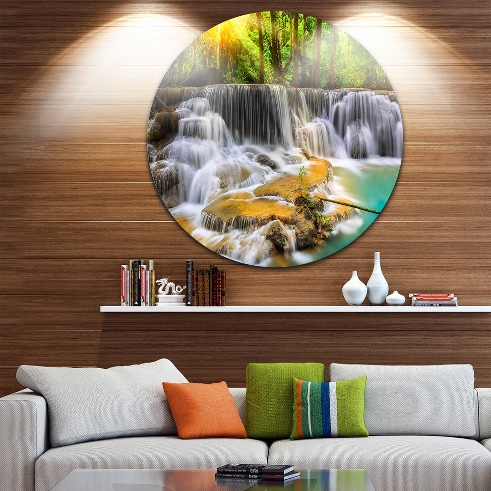 Kanchanaburi Province Waterfall, Photography Round Wall Art, 23"