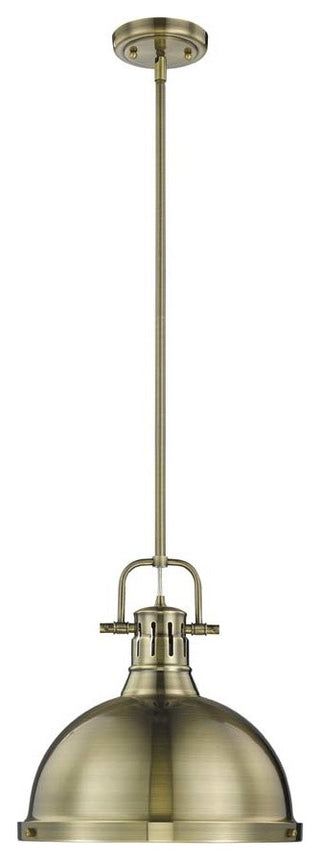 Golden Duncan 1 Lt Pendant with Rod, Aged Brass, Aged Brass Shade