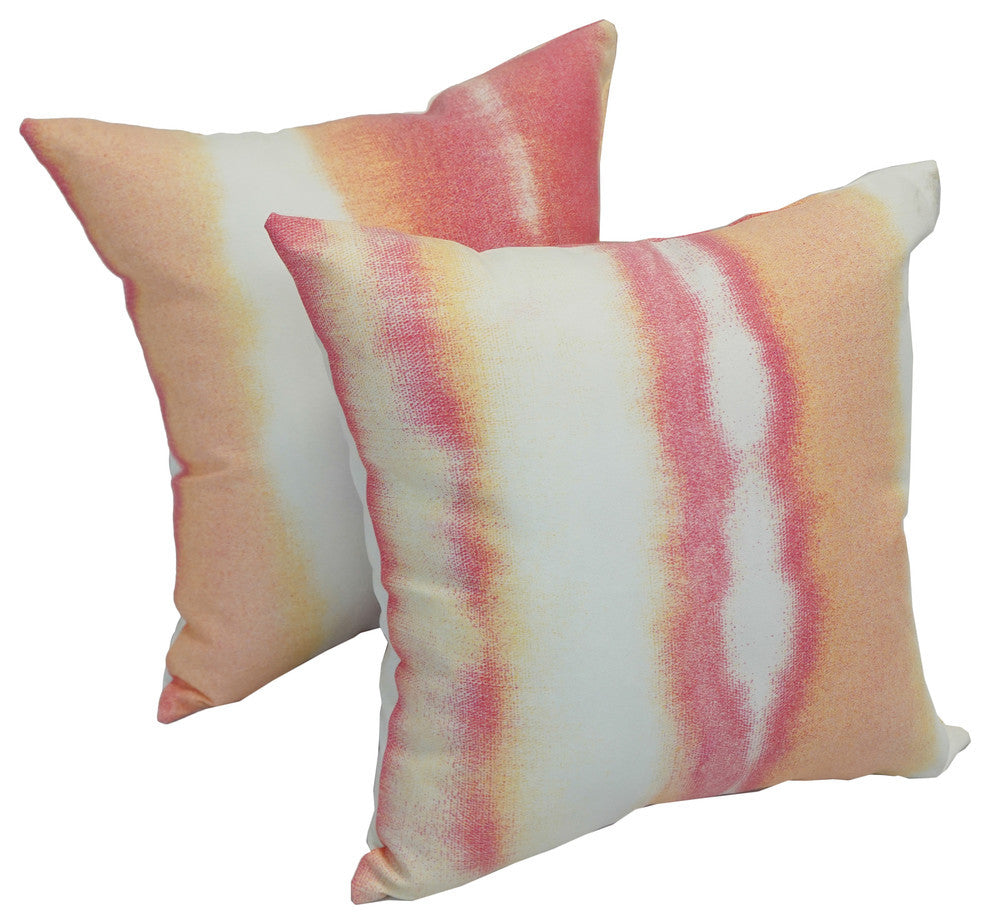 Spun Polyester 17" Outdoor Throw Pillows, Set of 2, Coral Tie-Dye