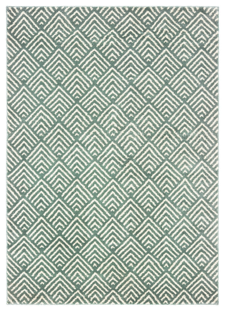 Oriental Weavers Carson Blue/ Ivory Geometric Indoor Area Rug 6'7"X9'2"