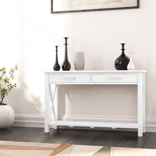Kitchener Solid Wood 47" Contemporary Console Sofa Table, White