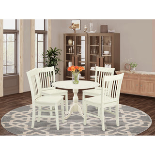 5 Pc Dinette Set S, 1 Drop Leaves Table, 4 Linen White Chairs, Linen White