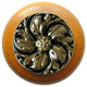Chrysanthemum Maple Wood Knob, Bright Brass