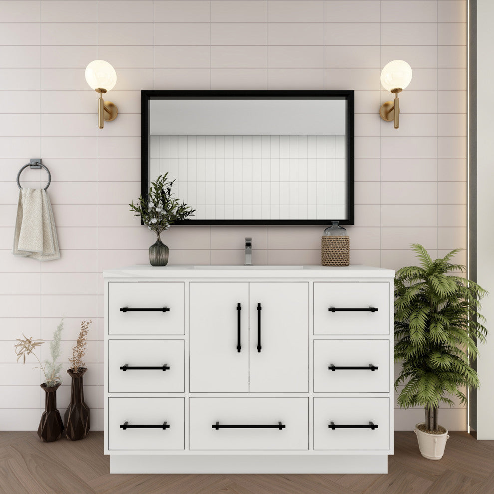 Victoria 48" Solid Wood Bath Vanity, Glossy White