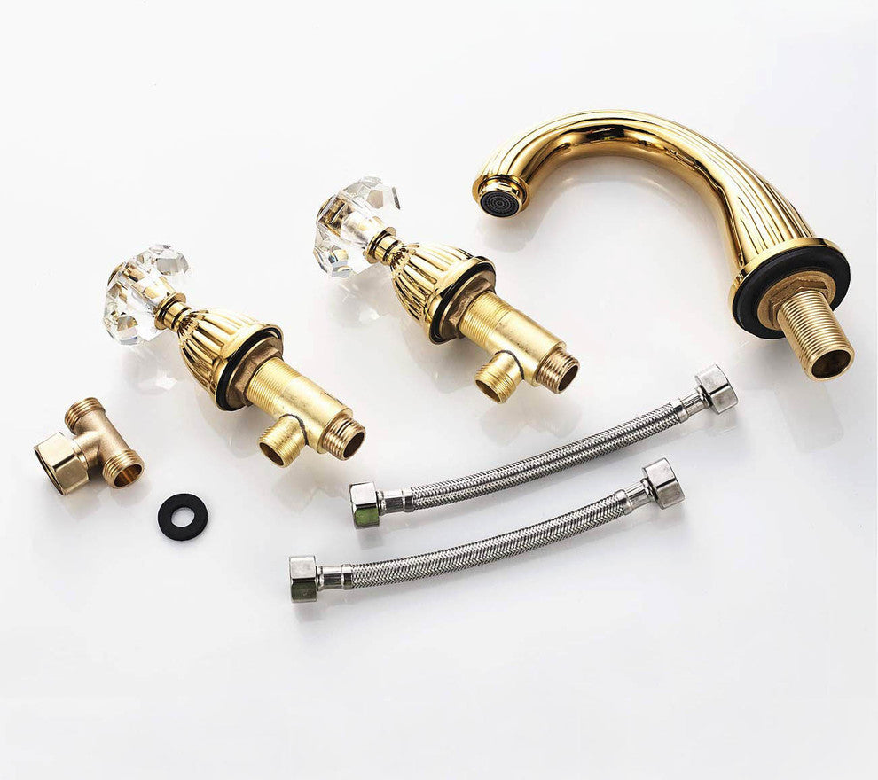 Larissa Bathroom Widespread Lavatory Sink Faucet Crystal Handles