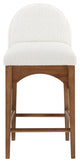 Waldorf Chenille Upholstered Stool, Black, Chenille, Natural Finish, Cream, Boucle Fabric, Walnut Finish