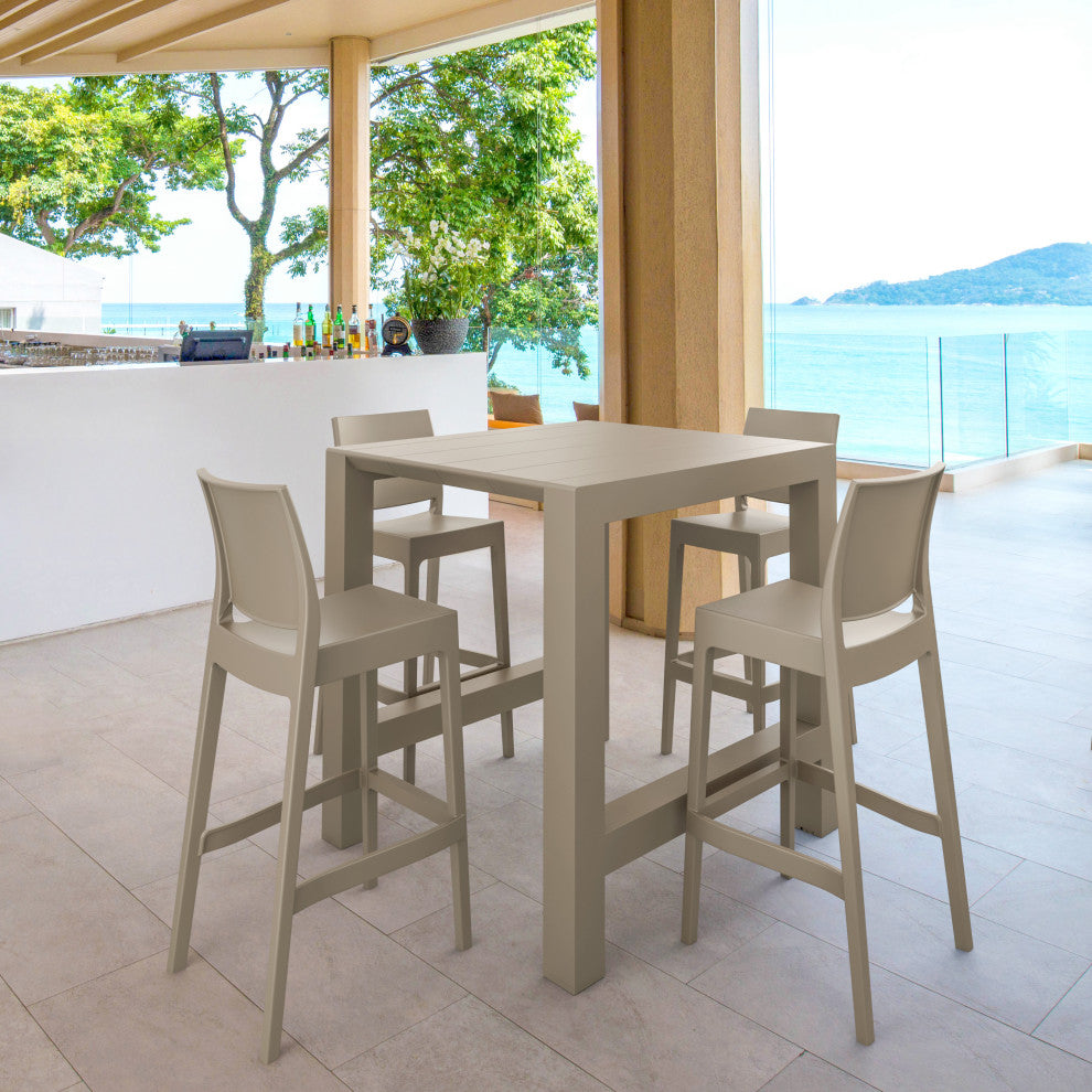 Vegas Maya 5-Piece Bar Set With 39"-55" Extendable Taupe