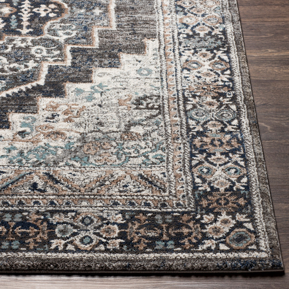 Surya Montana MTN-2307 Machine Woven Area Rug, Charcoal, 6'7" x 9'