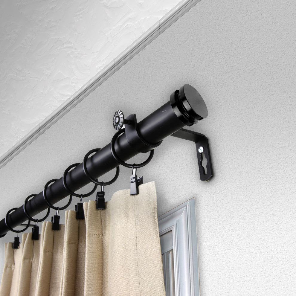 Lid 1" Curtain Rod, Black, 66"-120"
