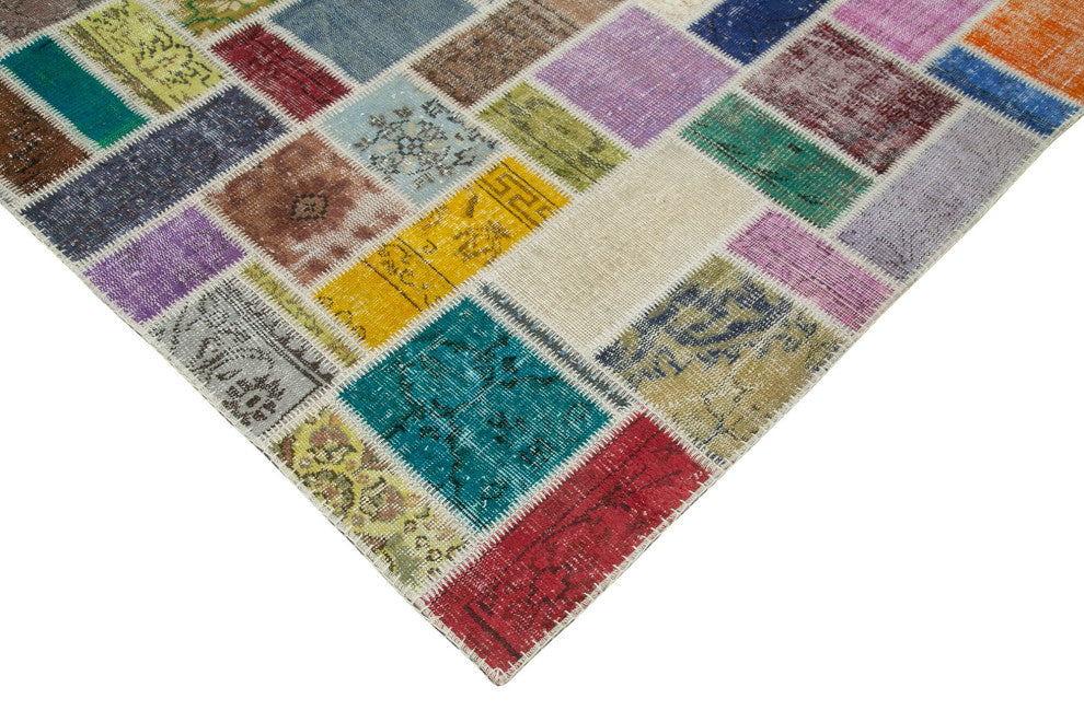Rug N Carpet - Hand-Knotted Turkish 6' 11" x 9' 9" Vintage Patchwork Area Rug