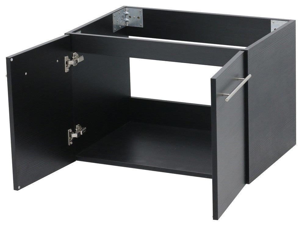 30" Wall Mount Vanity, Black Stone Countertop, Black