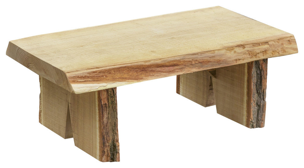 Live Edge Decorative Flower Pot Garden Bench, Unfinished, 2 Foot