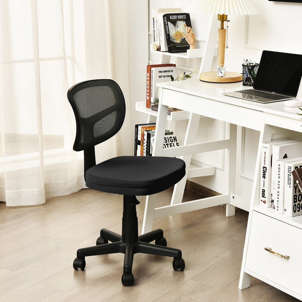 Armless Office Chair Adjustable Swivel Computer Mesh Desk Chair Black