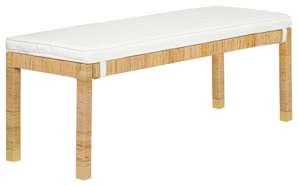 Amara Natural Woven Rattan Bench - Natural