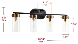 Modern 4-Light Bathroom Vanity Lighting Fixture with Glass Shades