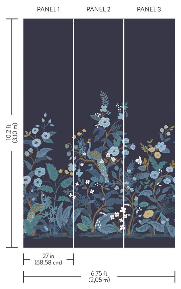 Navy Peacock Wall Mural