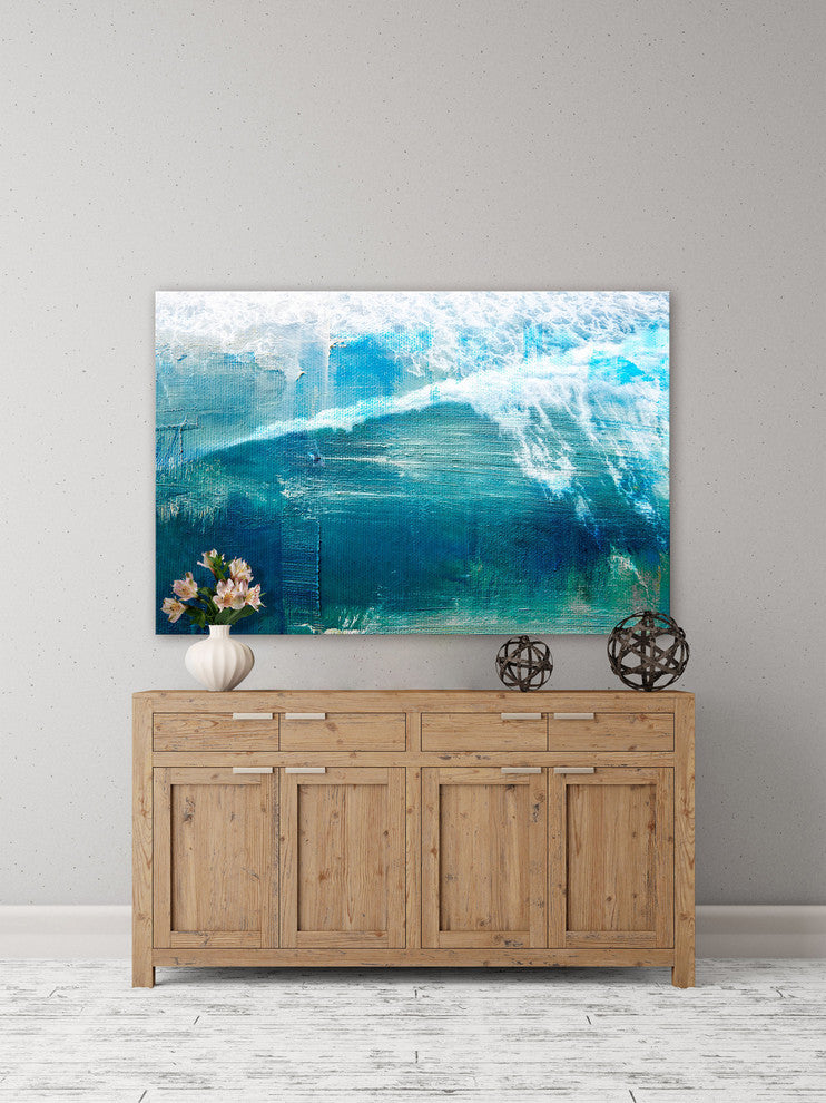 "White Splashing Surf" Painting Print on Wrapped Canvas, 30"x20"