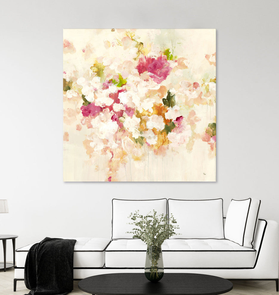 Floral Blush V4 - 84 x 84 by Lisa Ridgers