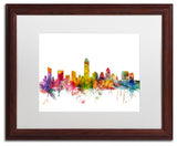 "Austin, Texas Skyline" Matted Framed Canvas Art by Michael Tompsett