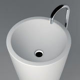 ADM Circular Freestanding Pedestal Sink, White, 20", Glossy White