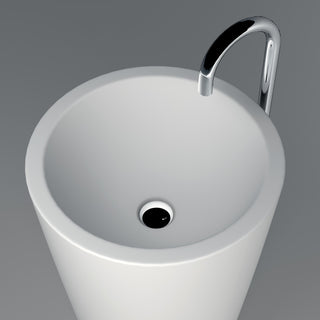 ADM Circular Freestanding Pedestal Sink, White, 20", Glossy White
