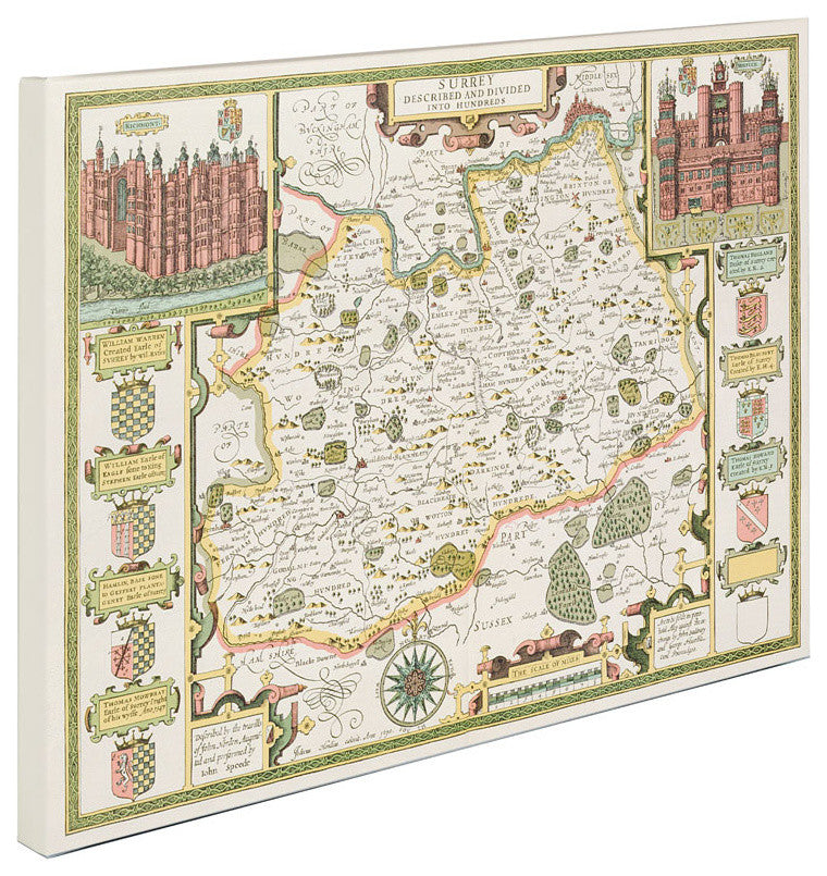 'Map of Surrey' Canvas Art by Jodocus Hondius