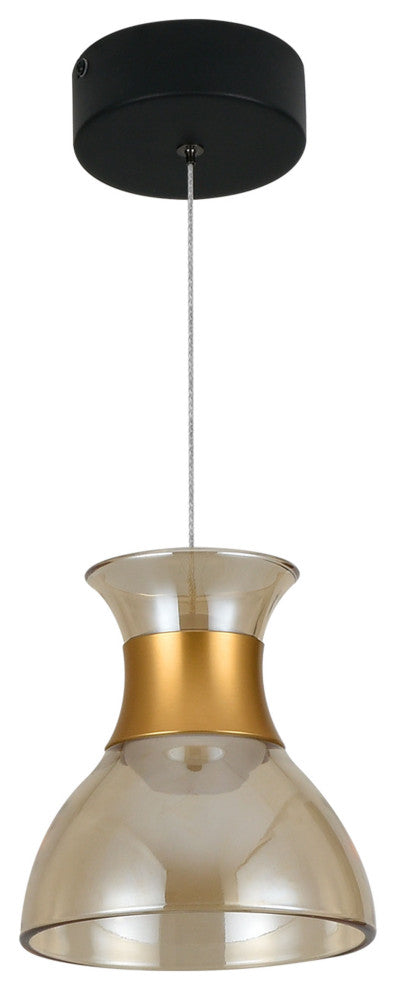 Palermo 7" ETL Certified Integrated LED Height Adjustable Pendant, Black