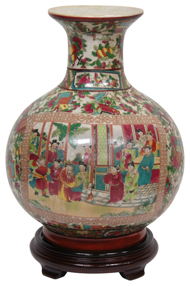 12" Rose Medallion Porcelain Vase