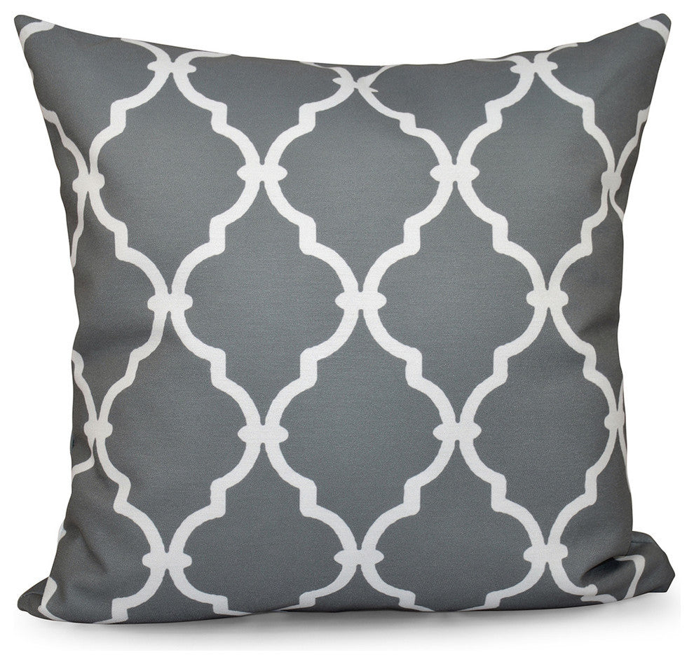 Trellis Decorative Pillow, Grey, 18"x18"