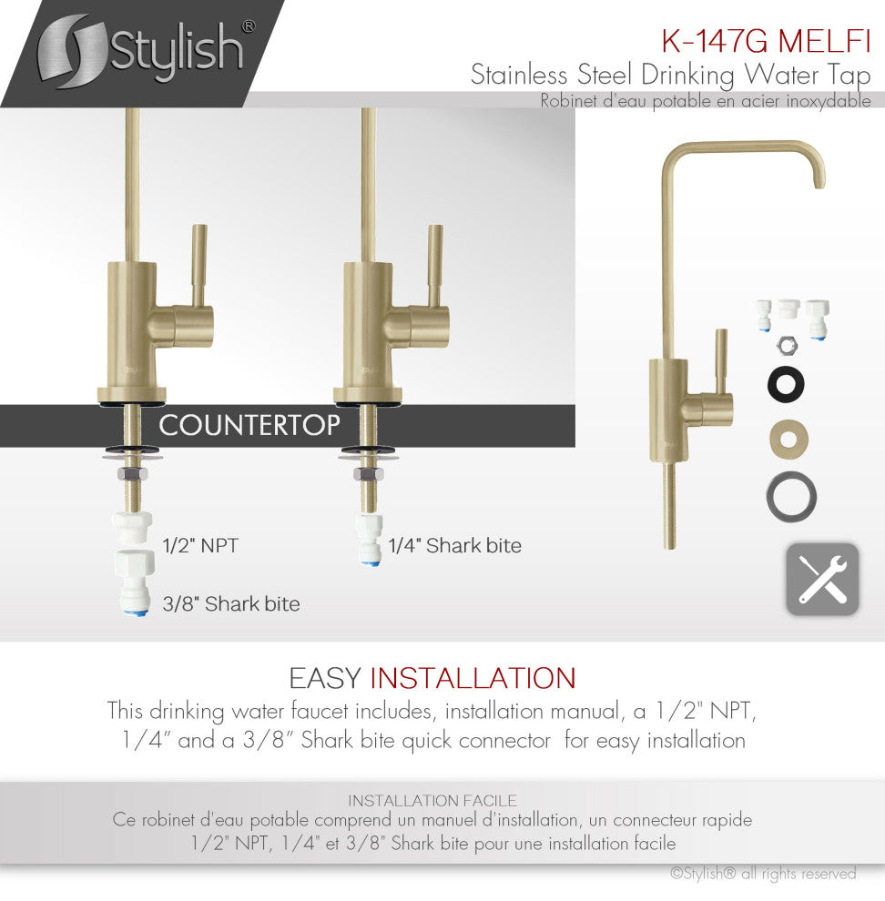 STYLISH Single Handle Stainless Steel Drinking Water Kitchen Faucet