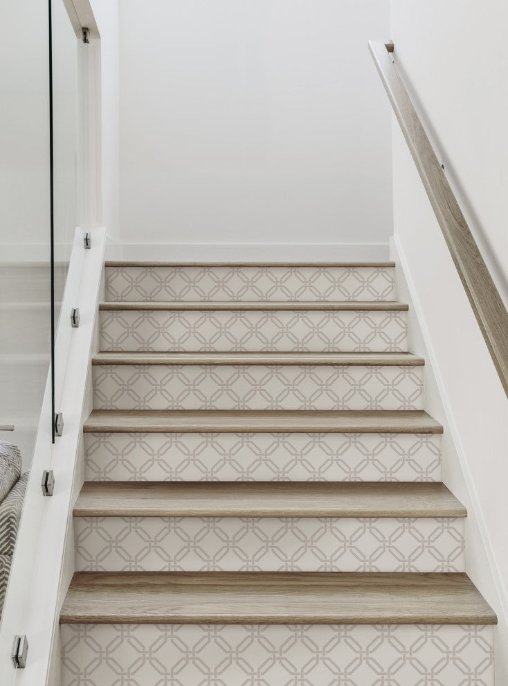 Octagon Links Peel and Stick Stair Riser Strips, Beige, 48"w X 7"h, 6 Pack