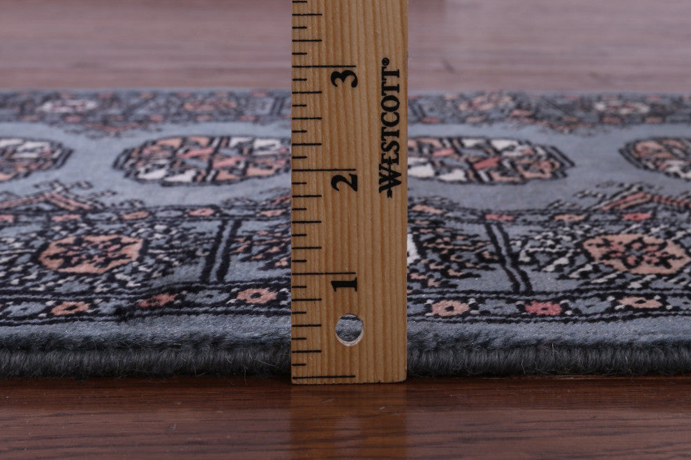 2' 1" X 6' 1" Runner Handmade Silky Bokhara Wool Rug - Q13828
