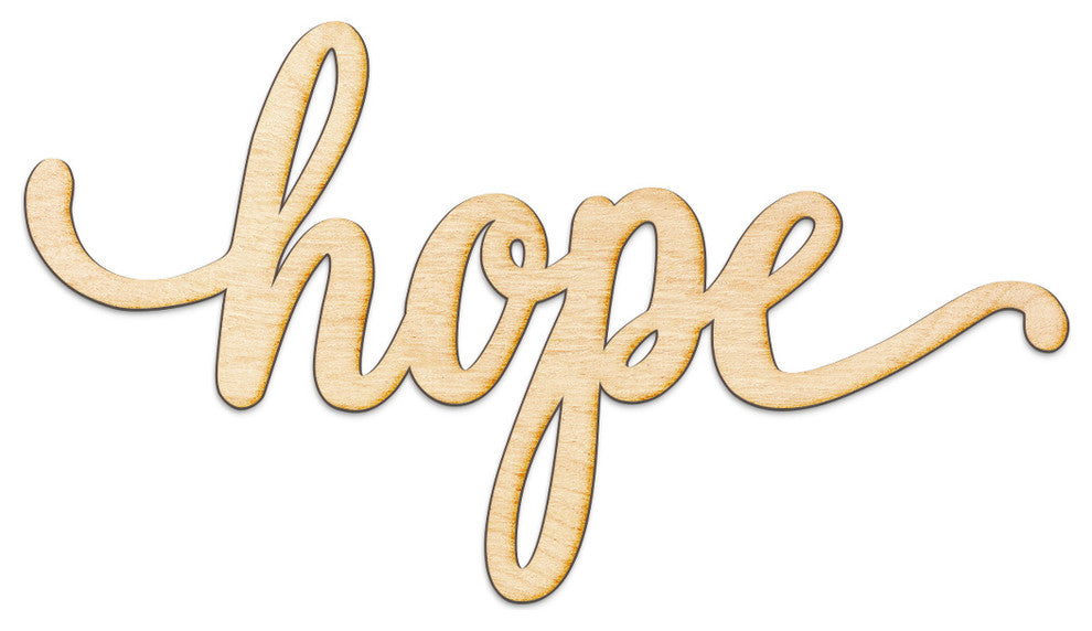 Hope Script Wood Word Wall Art Sign Unfinished, 36"x19"