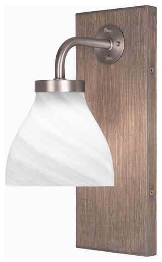 Oxbridge Wall Sconce, Graphite & Painted Distressed Metal, 6.25" White Marble