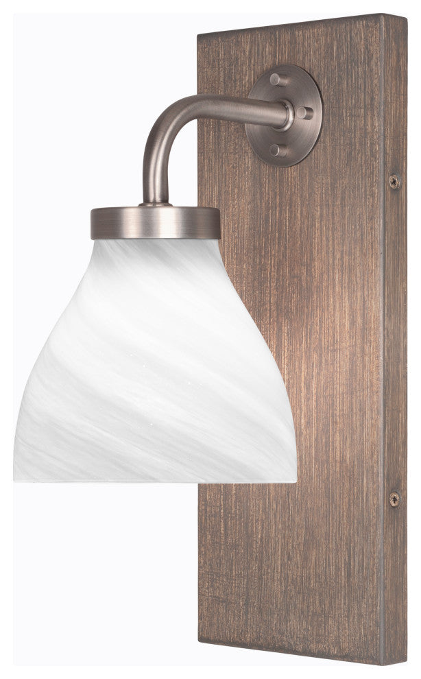 Oxbridge Wall Sconce, Graphite & Painted Distressed Metal, 6.25" White Marble