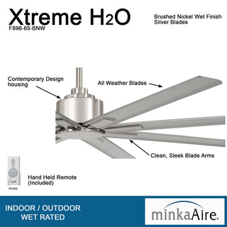 Minka Aire Xtreme H2O 65" Ceiling Fan, Brushed Nickel Wet